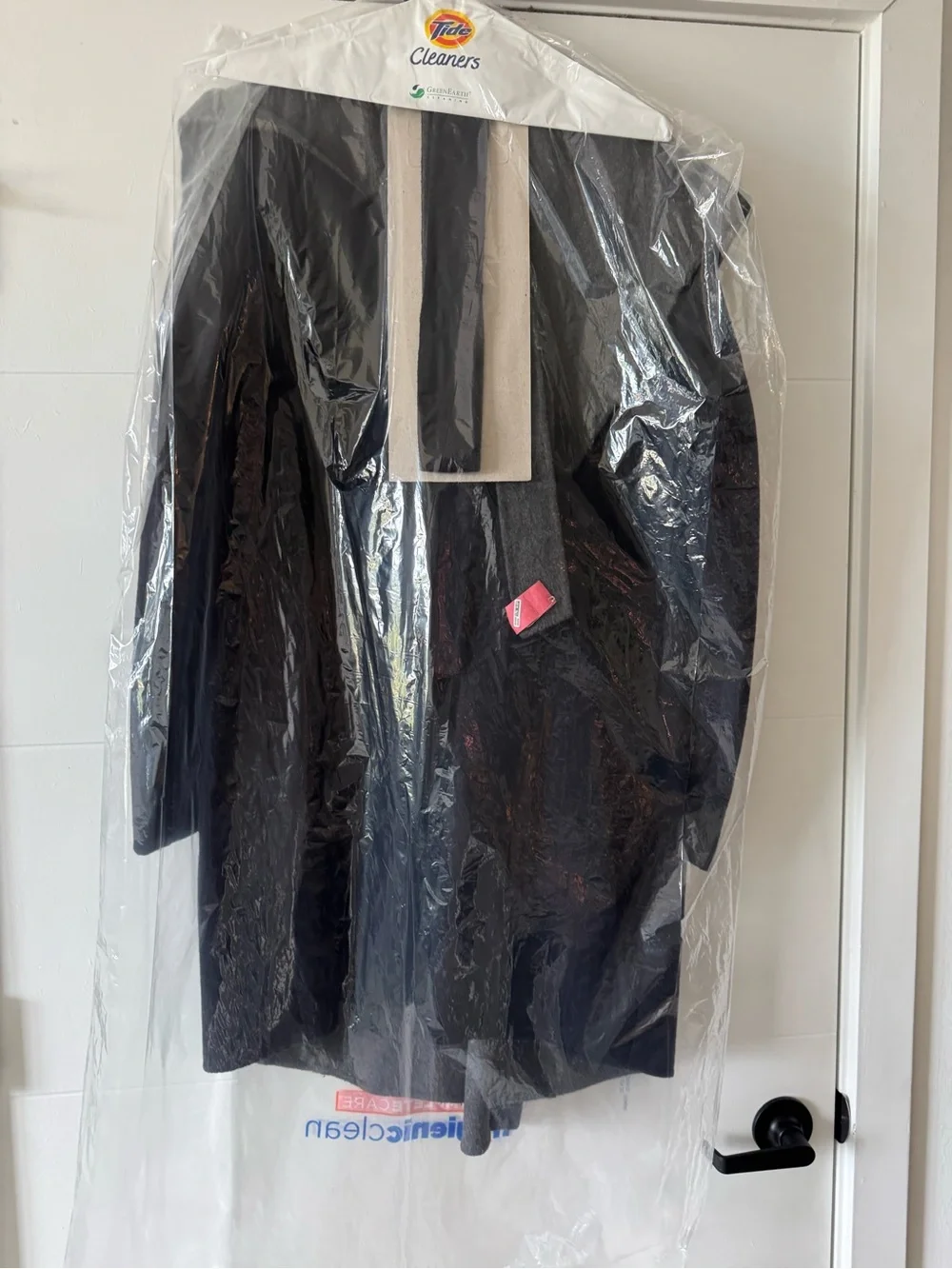 Michael Kors Two-Tone Hooded Open-Front Trench Coat in Navy and Gray